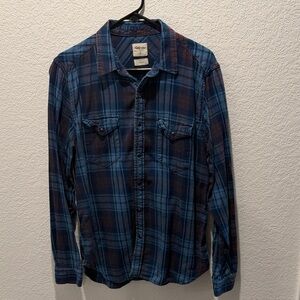 Women’s Blue and Brown Plaid Shirt